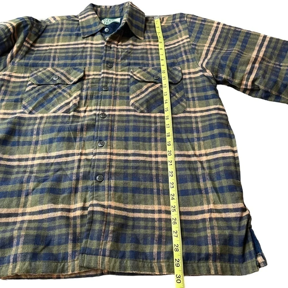 Vintage Ozark Trail Shacket Medium Flannel Coat New Blue Brown Fleece Jacket